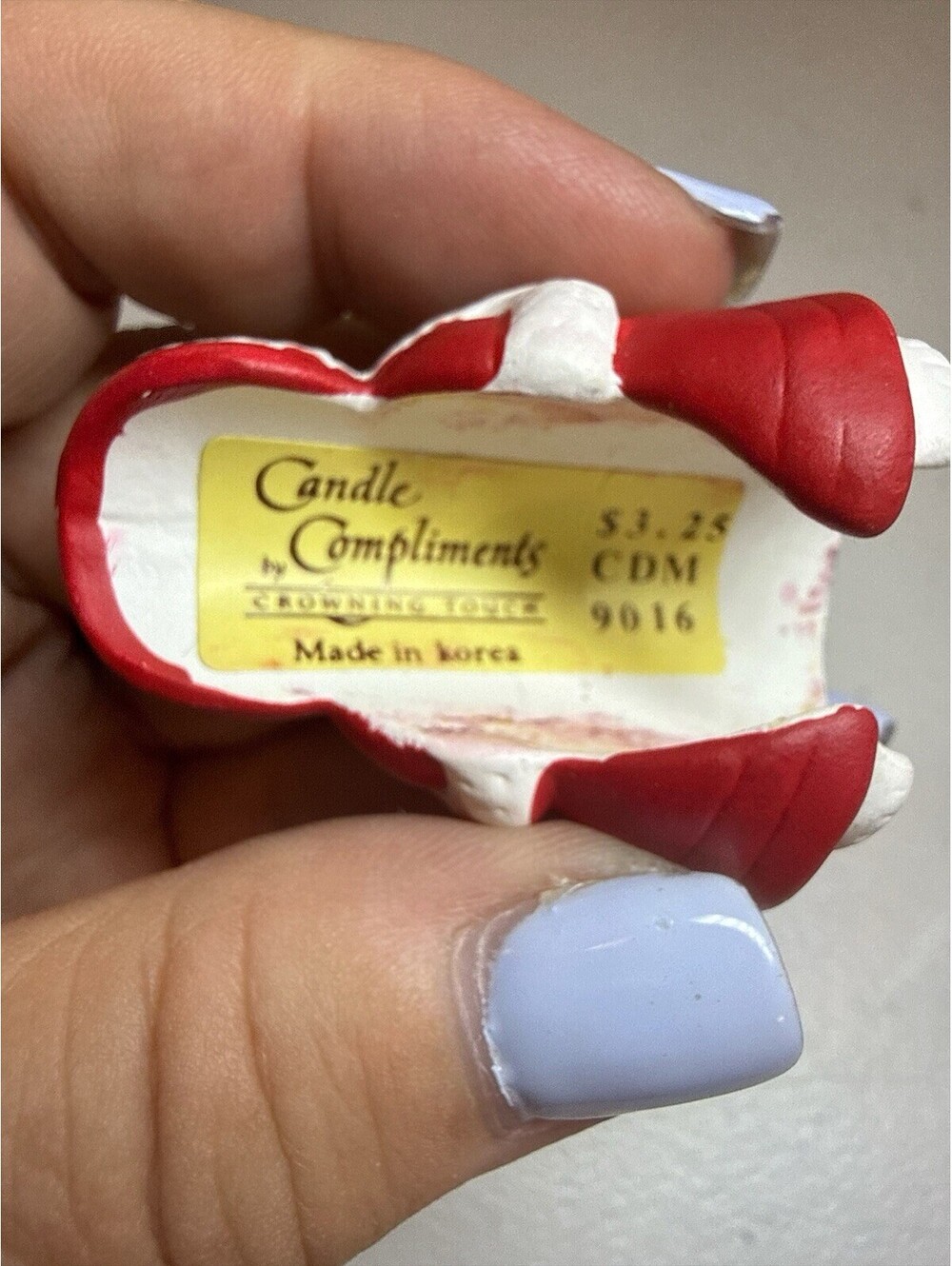 CANDLE COMPLIMENTS Christmas Mr. Santa & Mrs. Claus Candle Huggers Set 2 VTG 2"H - Picture 4 of 5